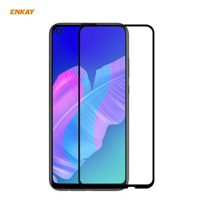 ENKAY Straw Hat Prince 0.26mm 9H 2.5D Full Glue Full Cover Tempered Glass Protective Film for HUAWEI P40 Lite E