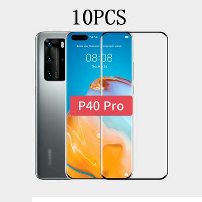 10PCS Full Coverage 3D Curved Tempered Glass Screen Film [Side Glue] for Huawei P40 Pro 