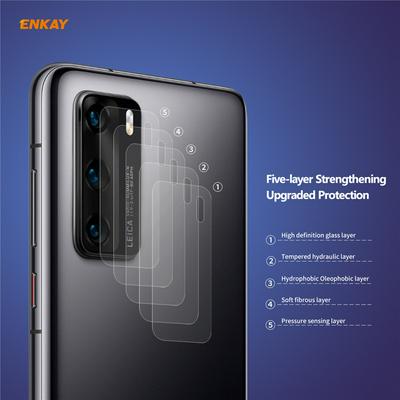 2PCS ENKAY Rear Camera Screen Protector 0.2mm 9H 2.15D Arc Edge Toughened Glass Protective Film for HUAWEI P40 