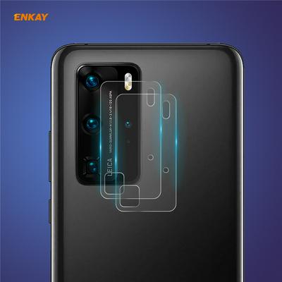 2PCS ENKAY Rear Camera Screen Protector 0.2mm 9H 2.15D Arc Edge Toughened Glass Protective Film for HUAWEI P40 Pro