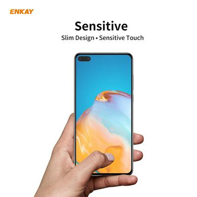 5PCS ENKAY Straw Hat Prince 0.26mm 9H 2.5D Full Glue Full Cover Tempered Glass Protective Film for HUAWEI P40