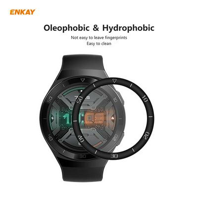 2PCS ENKAY Hat-Prince Smart Watch 3D Curved PC Soft Edge + PMMA Full Screen Cover HD Screen Protector for HUAWEI Watch GT 2e 46mm