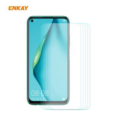 5Pcs ENKAY Straw Hat Prince 0.26mm 9H Hardness 2.5D Full Screen Cover Arc Edge Toughened Glass Protective Film for HUAWEI P40 Lite