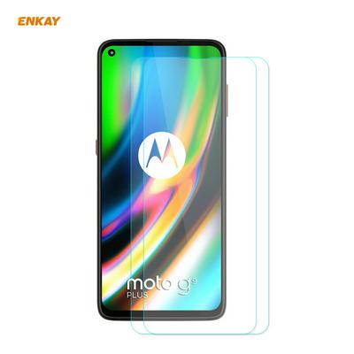 2PCS Enkay Hat-Prince 0.26mm 9H Hardness 2.5D Anti-Scratch Anti-Fingerprint Full Coverage Tempered Glass Screen Protector for Motorola Moto G9 Plus
