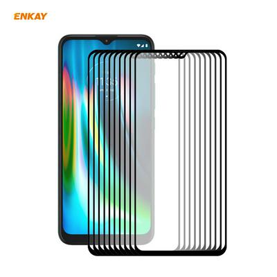 10PCS ENKAY Hat Prince 0.26mm 9H 2.5D Full Glue Full Cover Tempered Glass Protective Film for Motorola Moto G9/G9 Play 5G
