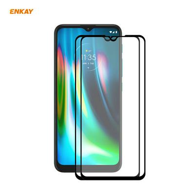 2PCS ENKAY Hat Prince 0.26mm 9H 2.5D Full Glue Full Cover Tempered Glass Protective Film for Motorola Moto G9/G9 Play 5G