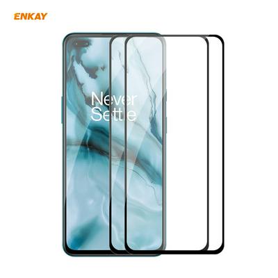 2pcs Enkay Hat-Prince 0.26mm 9H Hardness 2.5D Full Glue Anti-Scratch Anti-Fingerprint Full Coverage Tempered Glass Screen Protector for OnePlus Nord 
