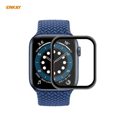 ENKAY Hat-Prince 0.2mm 9H 3D Aluminum Alloy Edge Full Screen Covered Tempered Glass Protective Film for Apple Watch Series 6/5/4/SE 44mm