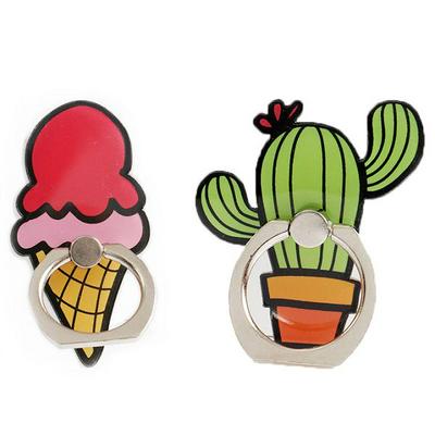 Finger Ring Mobile Phone Holder 360 Degree Rotatable Universal Phone Ring Stand with Sticky Cartoon Stickers 