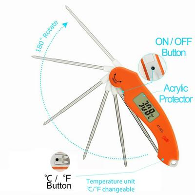 Digital Meat Thermometer with Folding Probe and Backlit LCD for Barbecue, Picnic, Daily Cooking