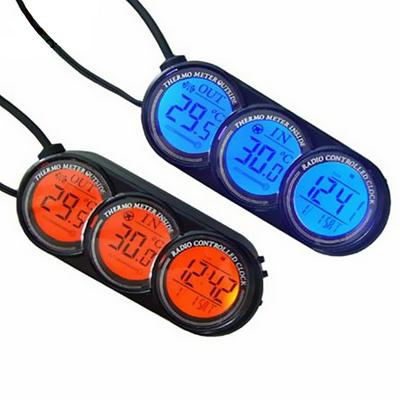 3 in 1 Digital Clock for Car, Multi-functional Thermomter with 3 LCD Screen for Measuring Temperature Inside and Outside
