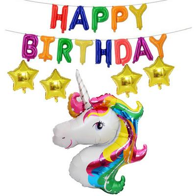 Happy Birthday and Unicorn Balloon Set Fun Foil Balloon Decoration for Party