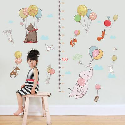 SK9275 Cartoon Balloon Children Height Measure Room Home Decorative Refrigerator Wardrobe Wall Sticker 60*90cm