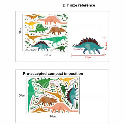 Colorful Dinosaur Wall Stickers Peel and Stick Wall Decals for Bedroom Kids Room