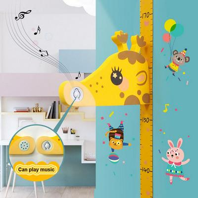 3D Animal Height Chart Wall Sticker Cute Removable Wall Decals