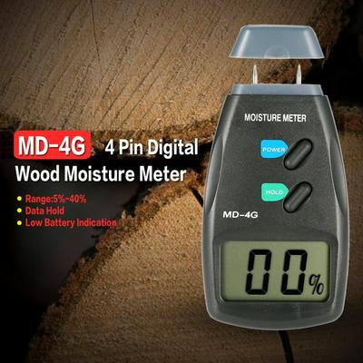 4 Pins Digital Moisture Meter Precision Wood Humidity Tester with Low Battery Indication