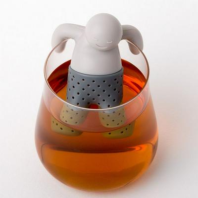 Cute Interesting Mr Little Man Shape Food Grade Silicone Tea Strainer Infuser Filter for Tea Coffee 