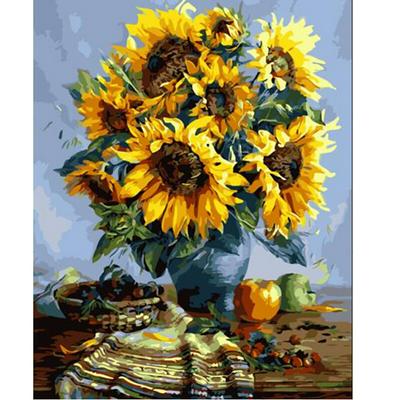 50x40cm Frameless Paint by Numbers Multiple Sunflowers Acrylic Painting Kit for Home Decoration
