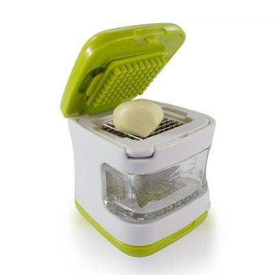 Two-Sided Pressing Very Sharp Stainless Steel Blades Inbuilt Clear Plastic Tray Garlic Presses Home Kitchen Tool