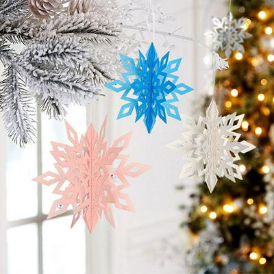 6Pcs/Set Cardboard 3D Hollow Snowflake Hanging Ornaments New Year's Christmas Decorations for Home Party Wedding Decoration