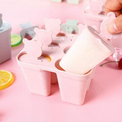 6 Lattices Bear Shaped Animal Pattern BPA Free Homemade Ice Pop Popsicle Molds DIY Frozen Ice Cream Mold Ice Lolly Moulds Set for Kids and Adults 