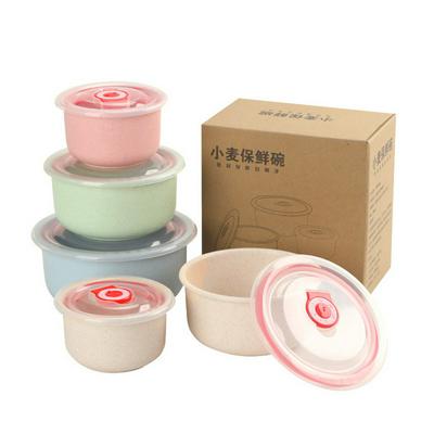 Wheat Straw Preservation Microwave Sealed Bowl Three-piece Set Plastic Lunch Box
