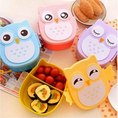 Cartoon Owl Shaped Portable Outdoor Picnic Lunch Box Food Container For Kids Child Student with Compartments Case