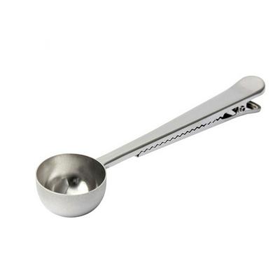 Durable 304 Stainless Steel Ground Tea Coffee Scoop with Portable Bag Seal Clip Powder Measuring tools