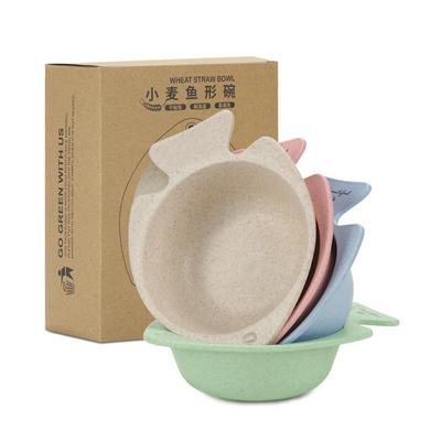 4pcs Wheat Straw Fish-shaped Bowl Cute Creative Children's Rice Shell Complementary Food Bowl