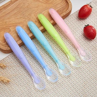 Safety Soft Food Grade Silicone Baby Feeding Spoon Kids Learning Tableware