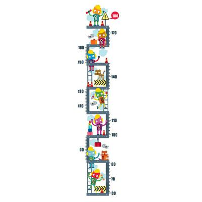 Robot Upstairs Height Measure Wall Sticker Kids Children Room Decor Growth Chart Wall Decal Art  