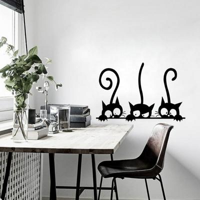 Black Cute Cats Wall Sticker Moder Cat Wall Stickers Girls Vinyl Home Decor Cute Kattle Living Room Children Room