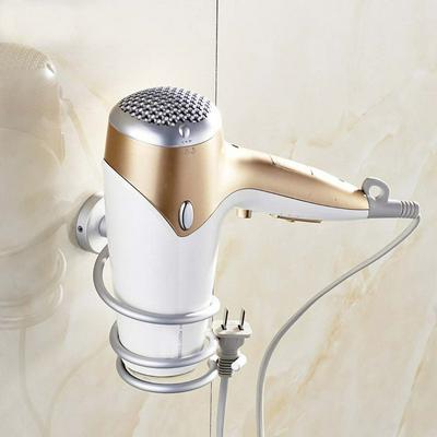 Bathroom Hair Dryer Holder Wall Mounted Rack Space Save Shelf Storage Aluminum Hairdryer Holder Multi-function Banger