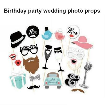 22pcs/set Photo Booth Props Funny Birthday Photobooth Dress-up Accessories & Party Favors