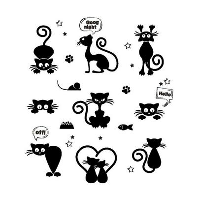 Cat Wall Switch Stickers Cartoon House Living Room Bedroom Decoation Home Decoration