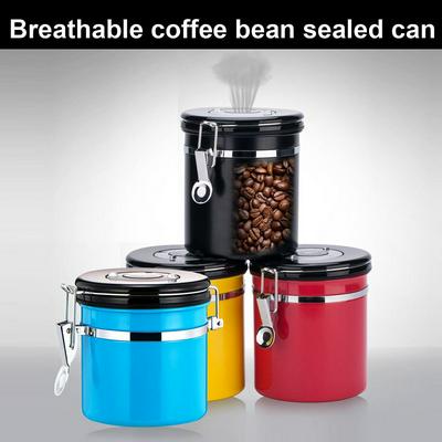 1200ml Modern Stainless Steel Canister with Valve and Airtight Fastener for Tea, Coffee, Sugar and Food Storage