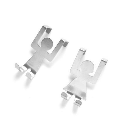 Cartoon 2Pcs/set Stainless Steel Lovers Shaped Hooks House Kitchen Pot Pan Hanger Clothes Storage Rack Tool