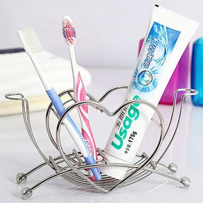 Stainless Steel Toothbrush Toothpaste Holder Rack Plastic Mug Storage Rack Holder Shelf