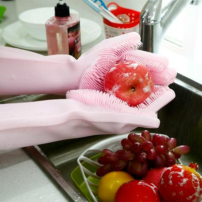 Silicone Dishwashing Gloves Magic Brush Anti-scalding Non-slip Wear-resistant Gloves Silicon Dish Scrubber Glove Cleaner