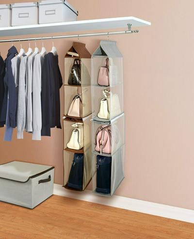 16x40x135.5cm Detachable 4 Layers Non-Woven + Mesh Dust-Proof Organizer Hanging Storage Bag for Underwear Clothes Shoes Bags 