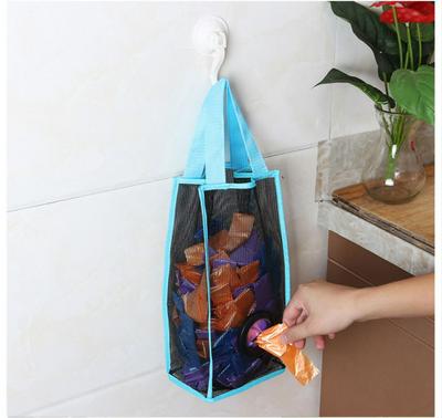 30x15x10cm Creative Kitchen Bathroom Breathable Plastic Grid Hanging Garbage Pouch Convenient Extraction Storage Bags 