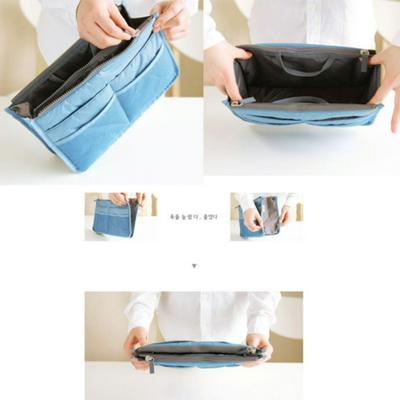  30x18.5x8.5cm Casual Multi-Functional Fashion Nylon Oxford Large Capacity Women Travel Cosmetic Storage Bag in Bag with Handle and Zipper    