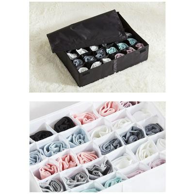 MOHO & HOME 45x34x12cm 30 grid Waterproof Oxford Fabric Washable Folding Drawer Organizer Storage Box with Cover for Socks Underwear Ties 