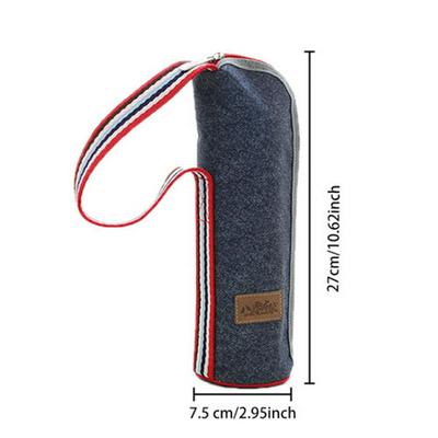 7.5x27cm Portable Outdoor Travel Camping Denim Fabric Large Capacity Glass Cup Milk Bottle Insulation Cup Storage Bag