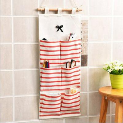 Korean Door Back Wall Multi-Layer Linen Home Decoration Makeup Rack Jewelry Wardrobe Organizer Hanging Storage Bags 