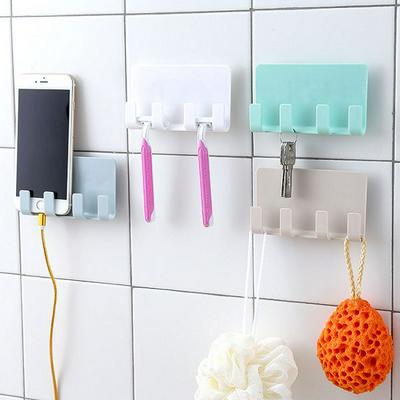 Self-adhesive Wall Mounted Holder Multi-purpose Creative Organizing Rack for Bathroom