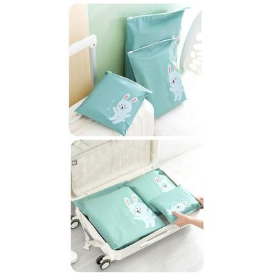 Cute Cartoon Printed Pattern Self-Sealing Mouth Design PEVA Waterproof Clothing Underwear Finishing Travel Storage Bag 