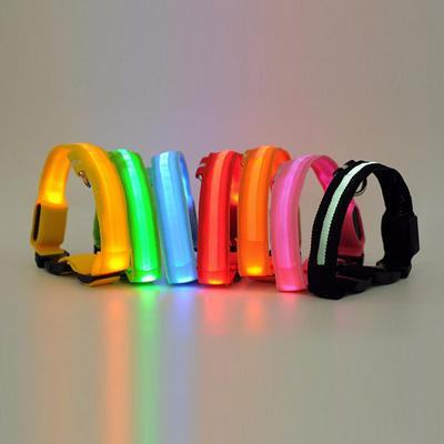 LED Flashing Dark Glow Nylon Leash Pet Dog Collar Night Safety Luminous Fluorescent Collar 