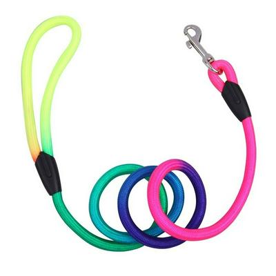 S/M/L Size Rainbow Nylon Soft Colorful Durable Round Traction Rope Dogs Chest Strap Pet Training Walking Leading Leash