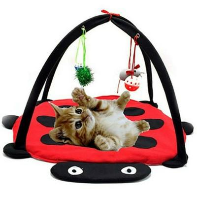 Red Beetle Foldable Multifunctional Cat Play Toy Tent Hammock with 4 Balls